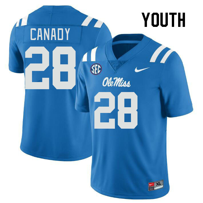 Youth #28 Jadon Canady Ole Miss Rebels College Football Jerseyes Stitched Sale-Powder Blue